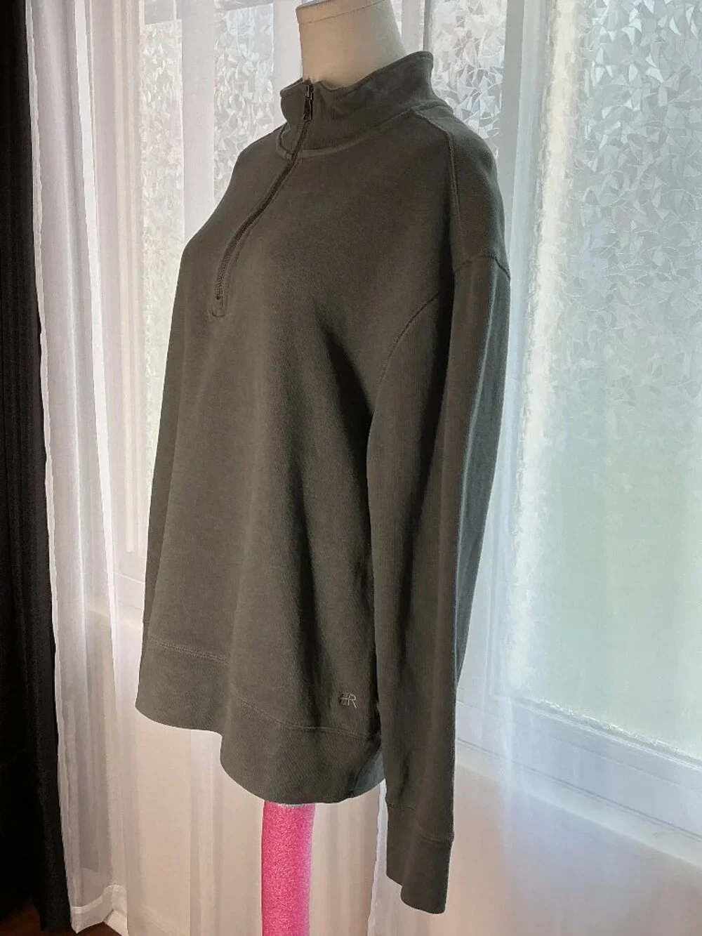 Banana Republic Men’s L Quarter Zip Pullover Cotton Blend Olive Gray